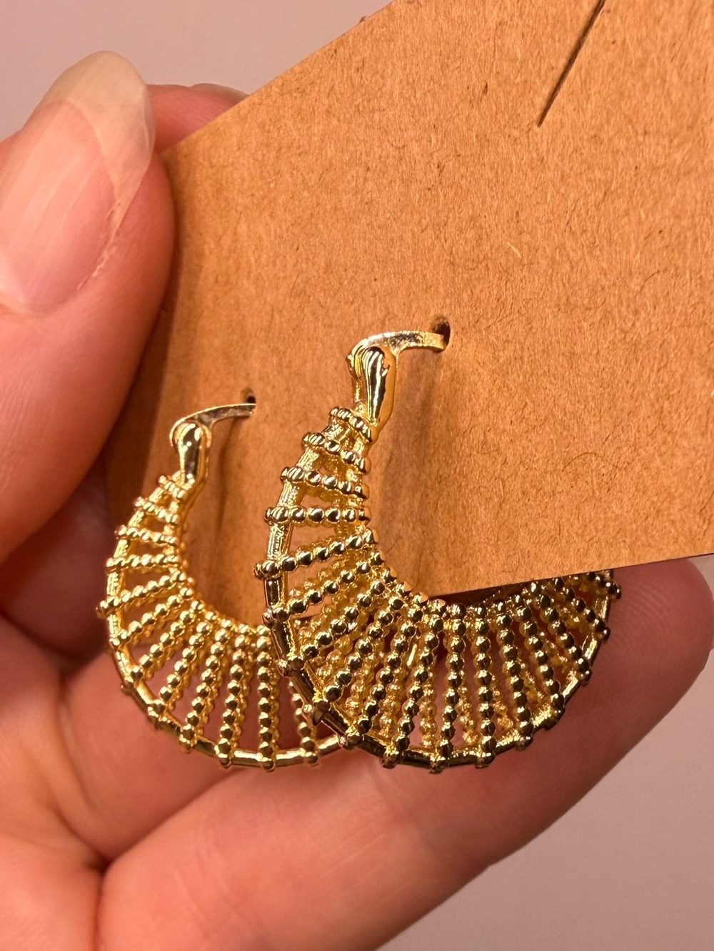 18k GP Fan Hoop Earrings